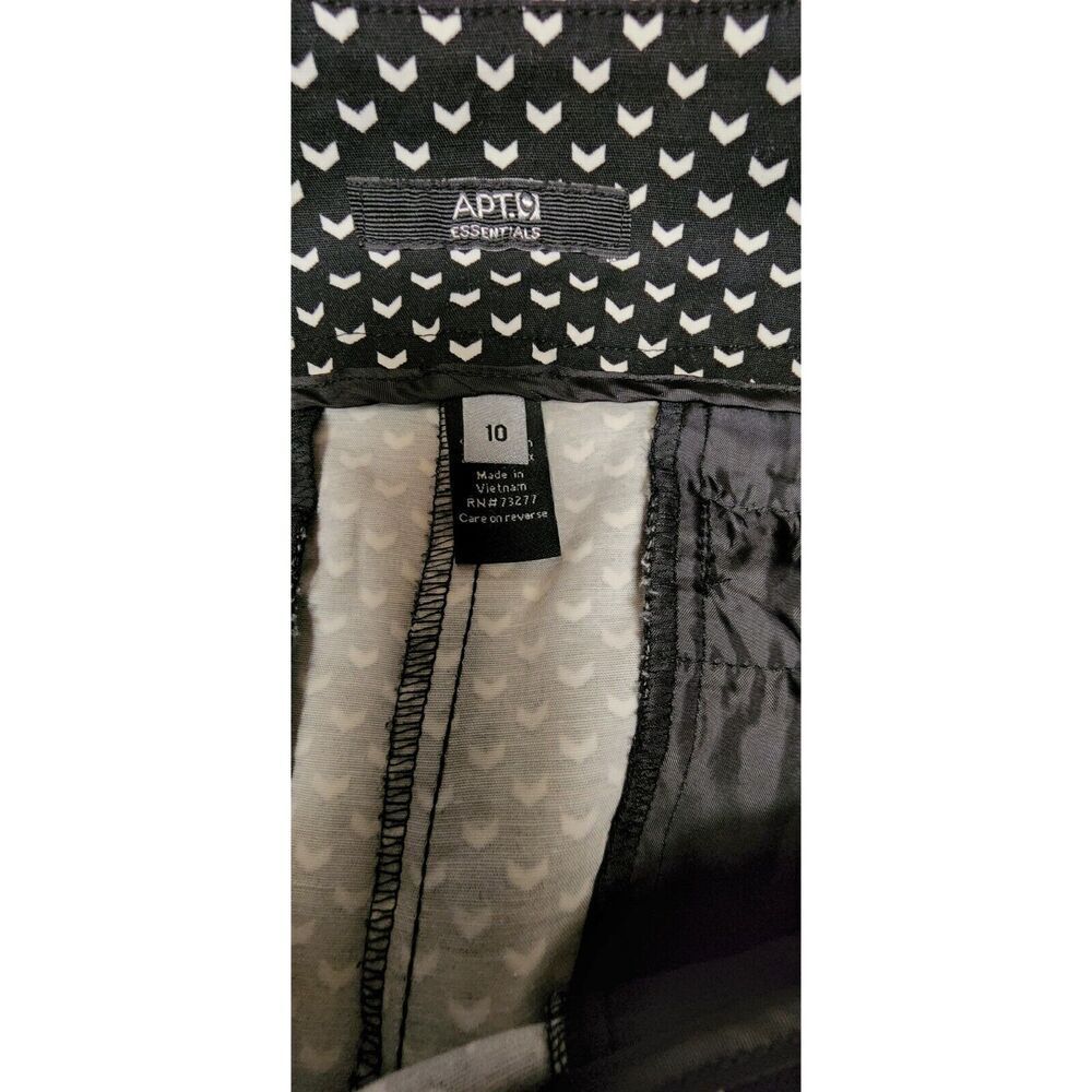APT 9 Women's Pants Black White Geometric Cropped Flat Front Stretch Size 10 - Picture 7 of 8